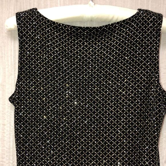 MSK S Evening Metallic Gold Silver on Black Sleeveless Tank Top - Picture 4 of 8
